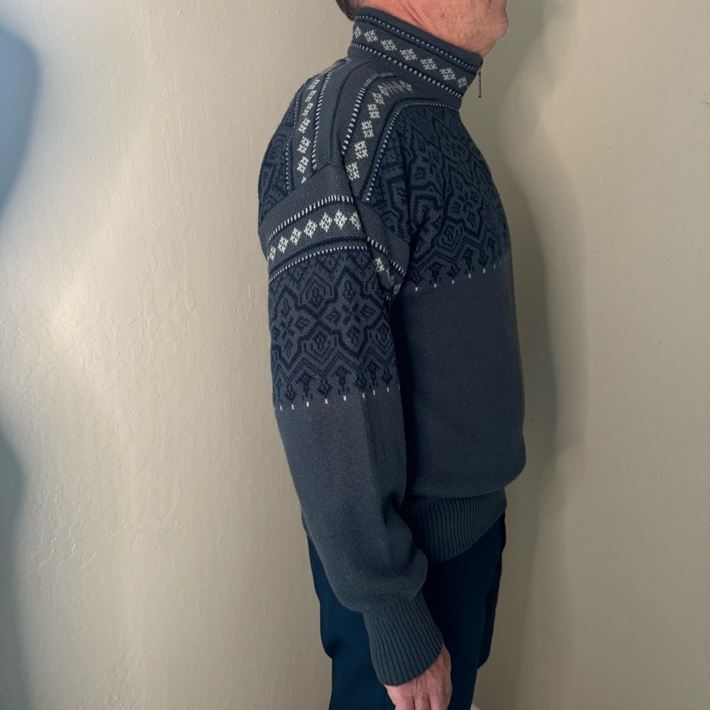 MEISTER Vintage Ski Sweater Half Zip Wool Blend Nordic Fair Isle Warm Winter XL - Picture 8 of 14